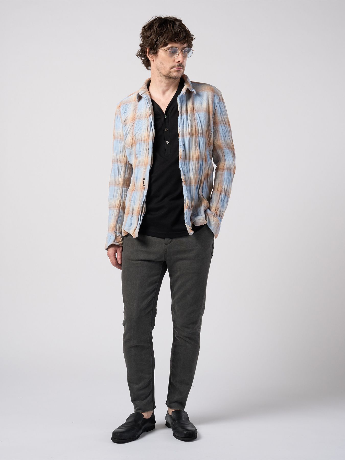 【予約品】2-hook check / ペールトーンチェック 2フックシャツ / ペールブルーチェック