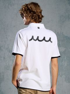 【予約品 1月25日(日) 締切】muta × wjk collection：cut-off polo S/S (printed) / カットオフ ポロ ショートスリーブ / ホワイト