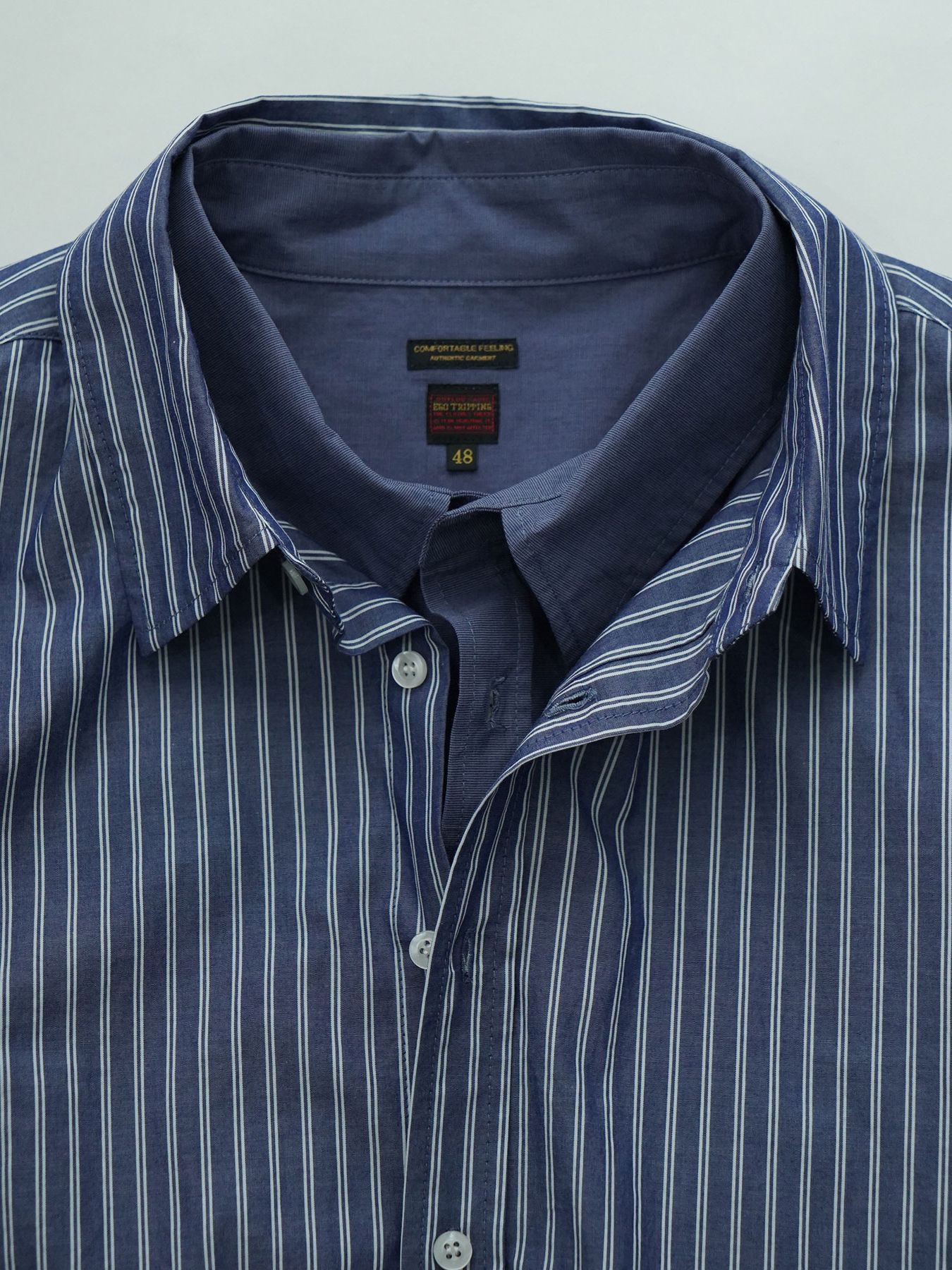 【予約品 10月26日(日) 締切】DOUBLESHIRT / レイヤード ストライプシャツ / NAVY.st
