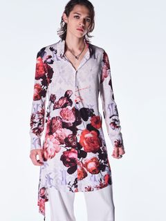 【予約品 6月29日(月) 締切】Goth Flora Flare Shirt / フレアシャツ / ホワイト