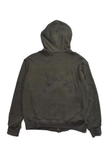 フワフワ ジップパーカー FLUFFYPILE HOODIE 刺繡入り/ グレー 【roarguns】