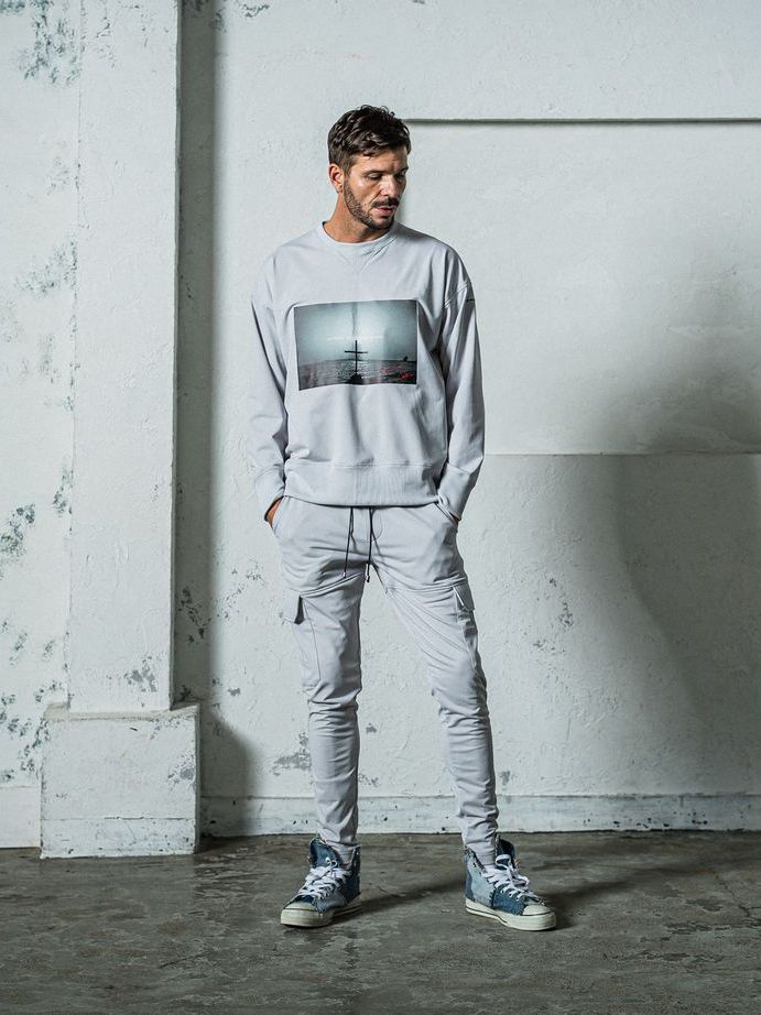 《予約11月17日19時締め》 EX sweat Photo drop trainer / トレーナー / グレー