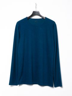 Acrylic Rayon Nylon Stretch Ponte Fabric L/S Crew Neck T-shirt / アクリル レーヨン ナイロン ストレッチ ポンチ L/S クルーネック Tシャツ  / ターコイズ