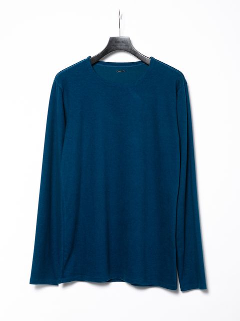 Acrylic Rayon Nylon Stretch Ponte Fabric L/S Crew Neck T-shirt / アクリル レーヨン ナイロン ストレッチ ポンチ L/S クルーネック Tシャツ  / ターコイズ
