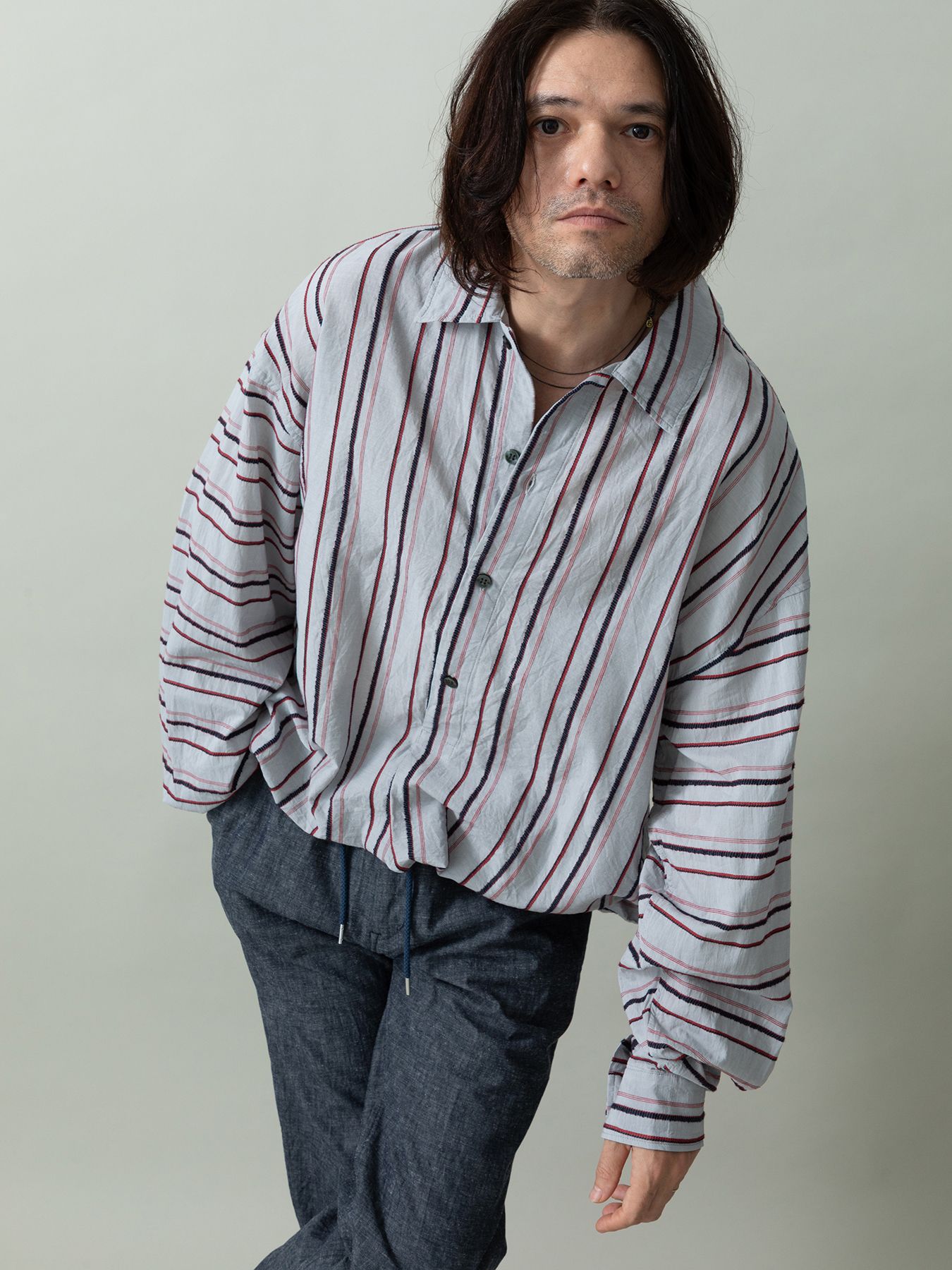 【予約品 2月1日(日) 締切】BORDERPULLOVER / オーバーサイズ プルオーバーシャツ / グレー