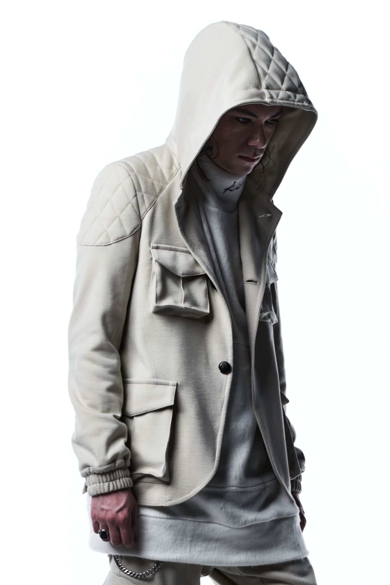 《予約品》 QuiltHoodieJacket ジャケット PunchRomaJersey / Beige 【kiryuyrik】 8月入荷予定