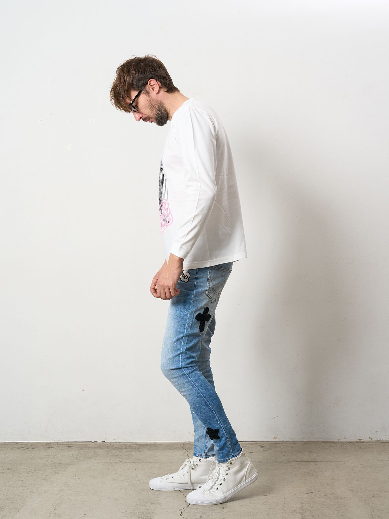 【予約品 5月8日(木) AM10時 締切】 5.6ozコットン天竺 LOST HEARTS シークインLS Tシャツ / ホワイト