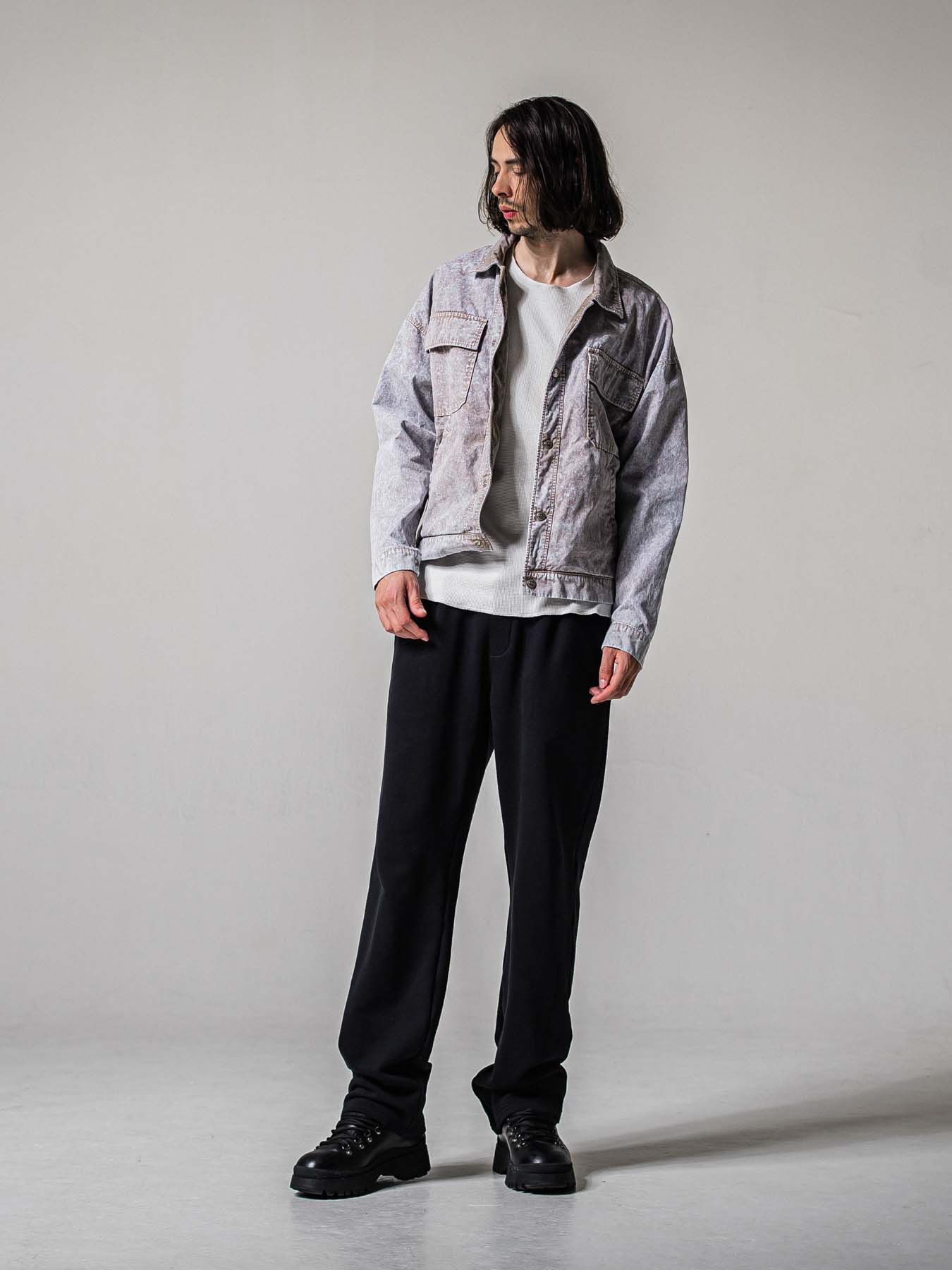 【予約品 11月16日(日) 締切】AZE  WIDE TUCK PANTS / 畔編みニット セミワイドシルエット ワンタック イージーパンツ / ブラック