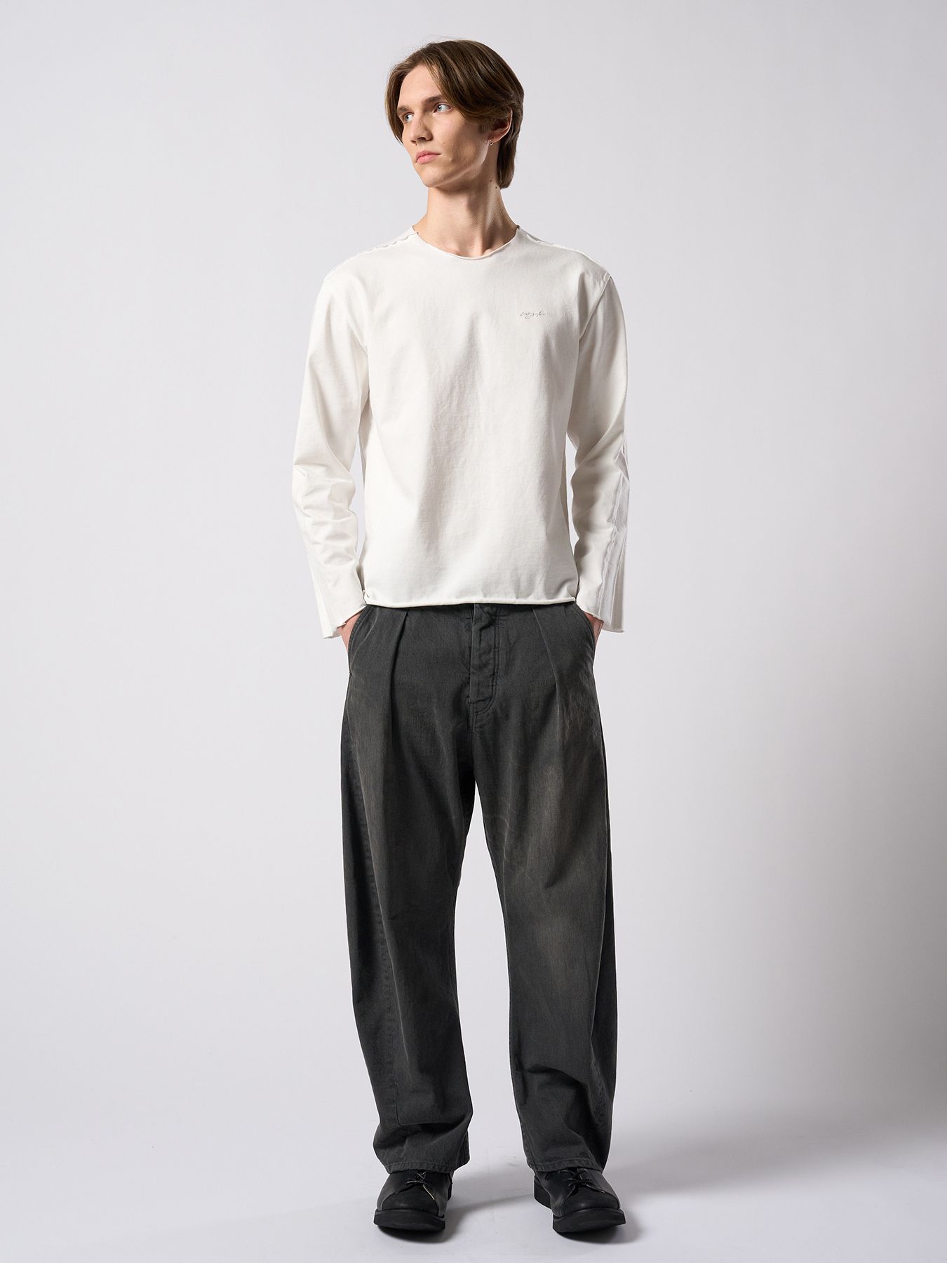 【予約品 4月19日(日) 18時締切】tight jersey cut-off L/S / タイトジャージー カットオフ ロングスリーブ / ホワイト