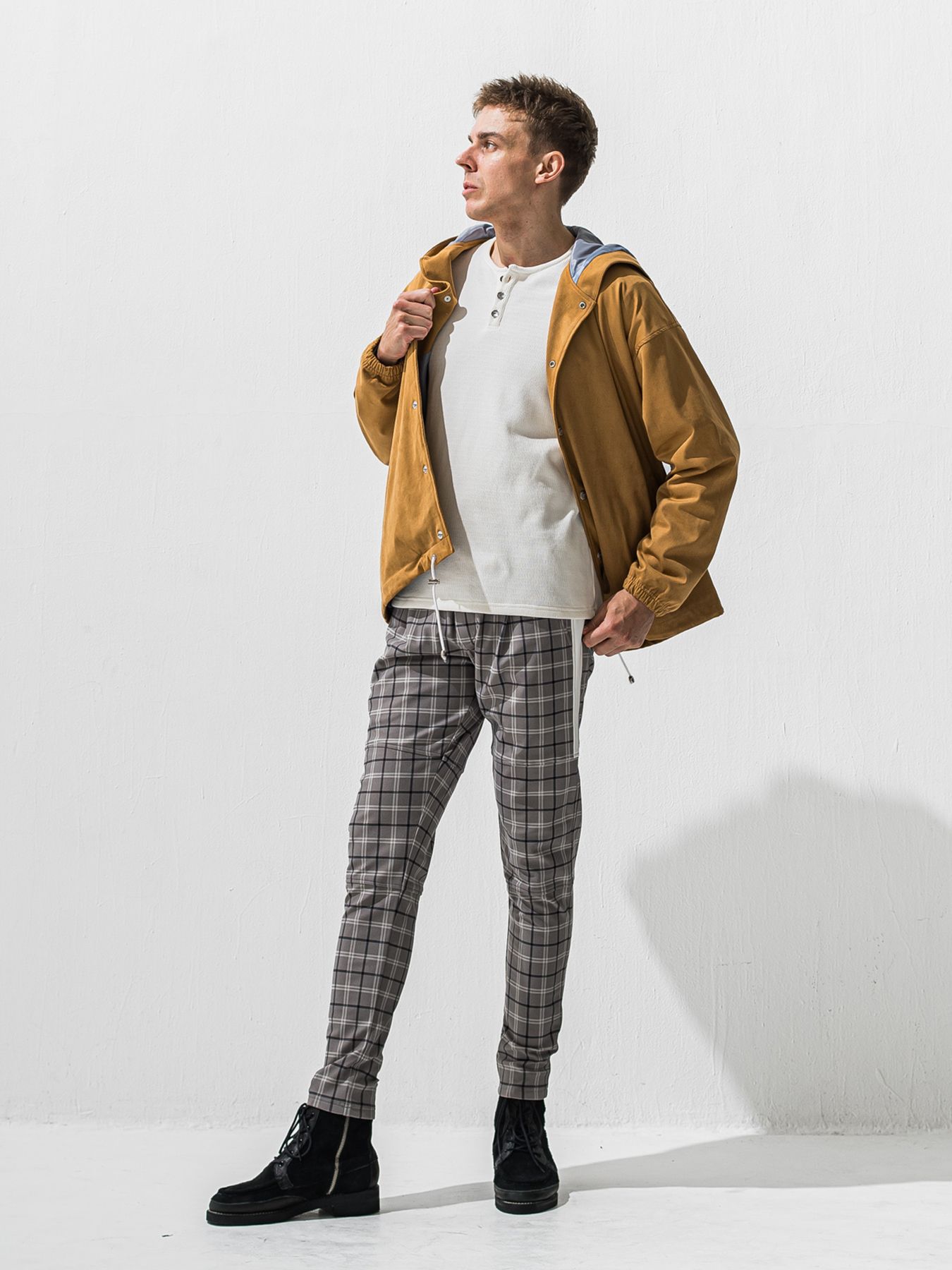 【予約品 9月6日(日) 締切】VELOURS FLEECE THERMAL HENRY / 裏起毛 ハニカムサーマル ヘンリーネック / ホワイト