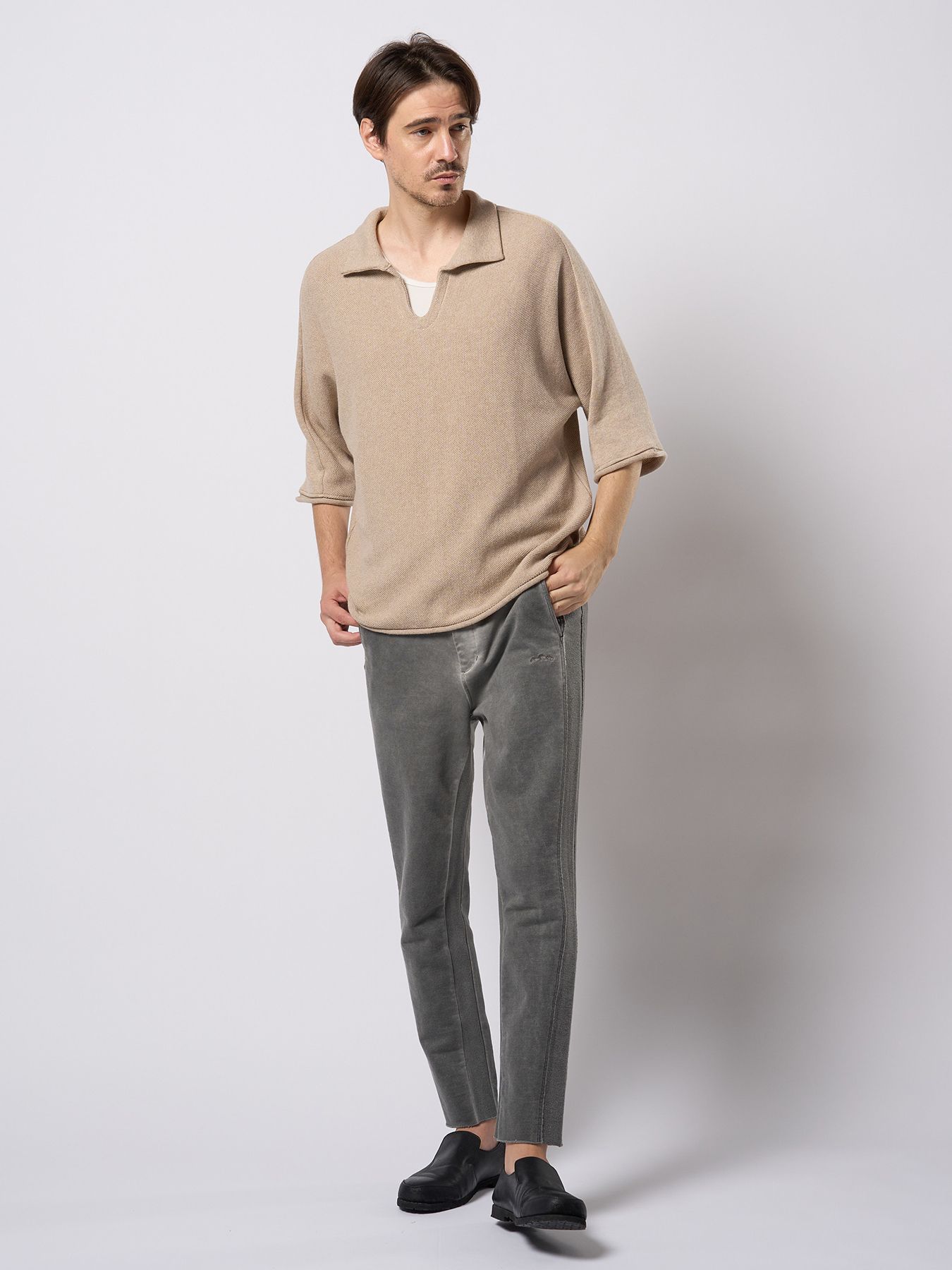 【予約品 9月23日(火) 締切】comfy skipper polo H/S / コンフィー スキッパーポロ ハーフスリーブ  / ライトベージュ