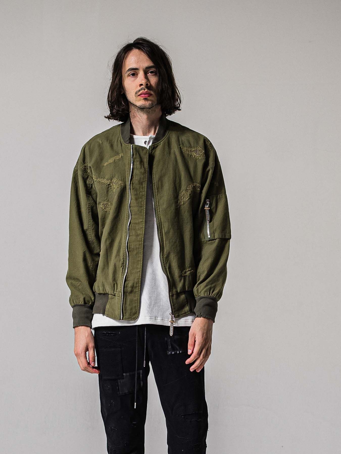 【予約品 11月16日(日) 締切】LIGHT DAVID JACKET / ドロップショルダー フライトジャケット / カーキクラッシュ