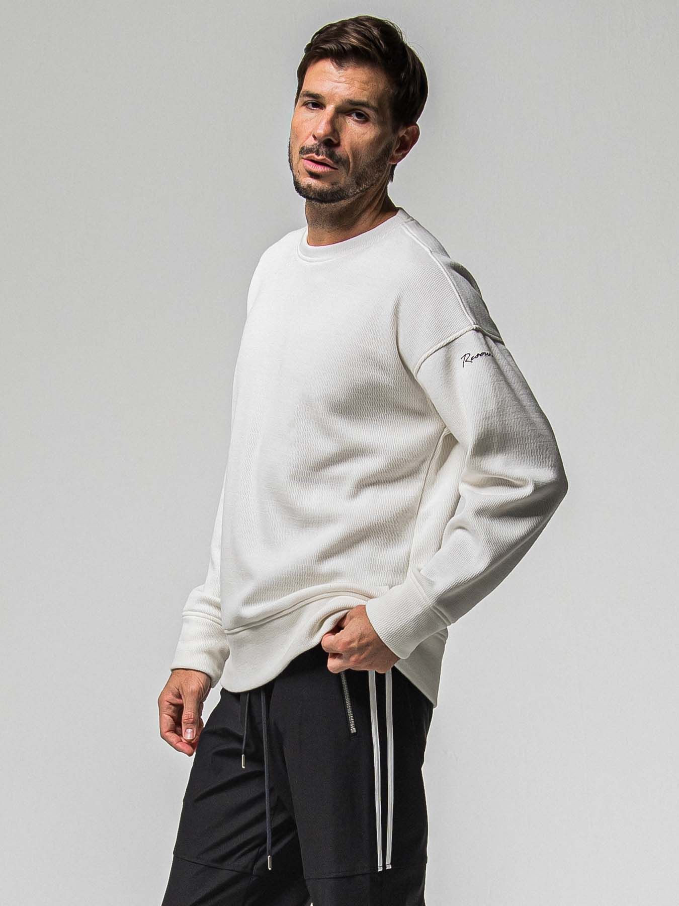 【予約品 8月31日(日) 締切】VELOURS FLEECE THERMAL LOOSE TRAINER / ベロアフリース サーマル ルーズトレーナー / ホワイト
