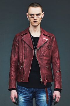 《予約品》 フルタンニン鞣し ジャパンカーフスキン 燃焼製品染め ダブルライダース SPEEDER / BURGUNDY 【STRUM】 9月下~10月上旬入荷予定