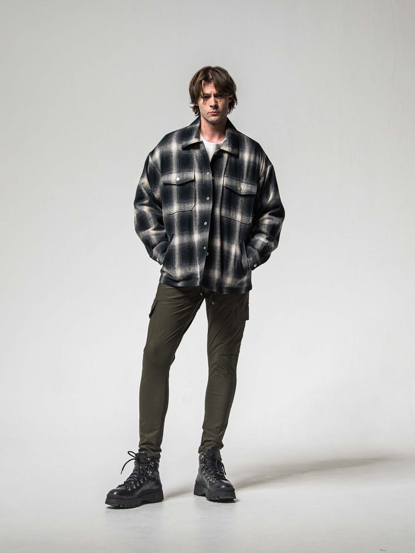 【予約品 8月31日(日) 締切】FLANNEL CHECK JK / フランネルチェック ジャケット / ブラック