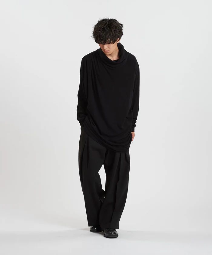 ボリュームネックギャザードレープPO BLACK【NO ID.】