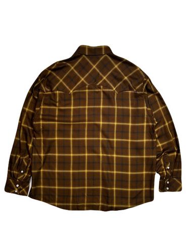 OMBRE CHECK SHIRT  刺繍入りブラウン / roarguns