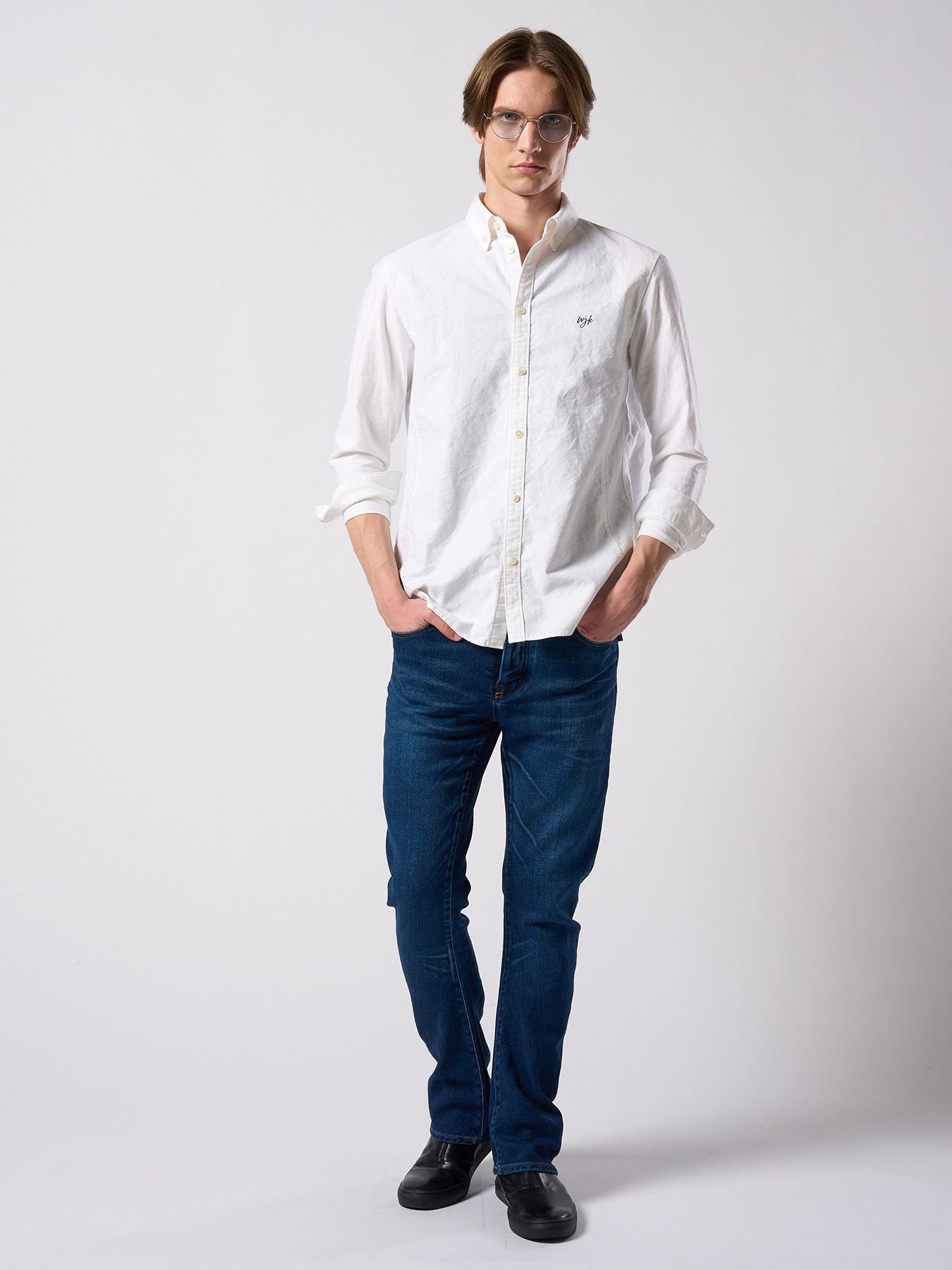 【予約品 4月19日(日) 18時締切】denim jersey 3D banana flare pants / デニムジャージー 3D バナナフレアパンツ / インディゴユーズド