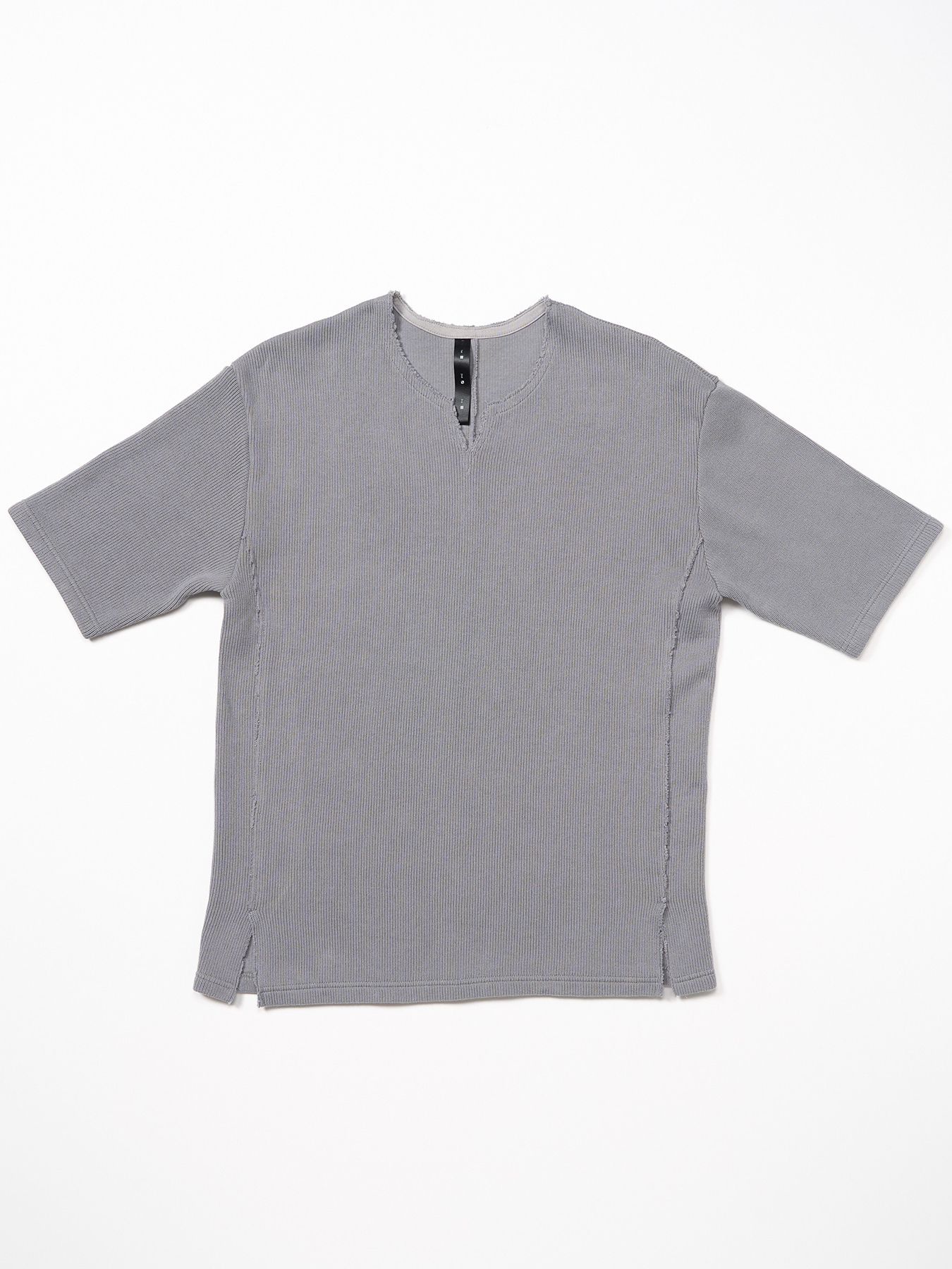 【予約品 9月23日(火) 締切】quarter-knit key neck H/S / クォーターニット キーネック ハーフスリーブ / グレー