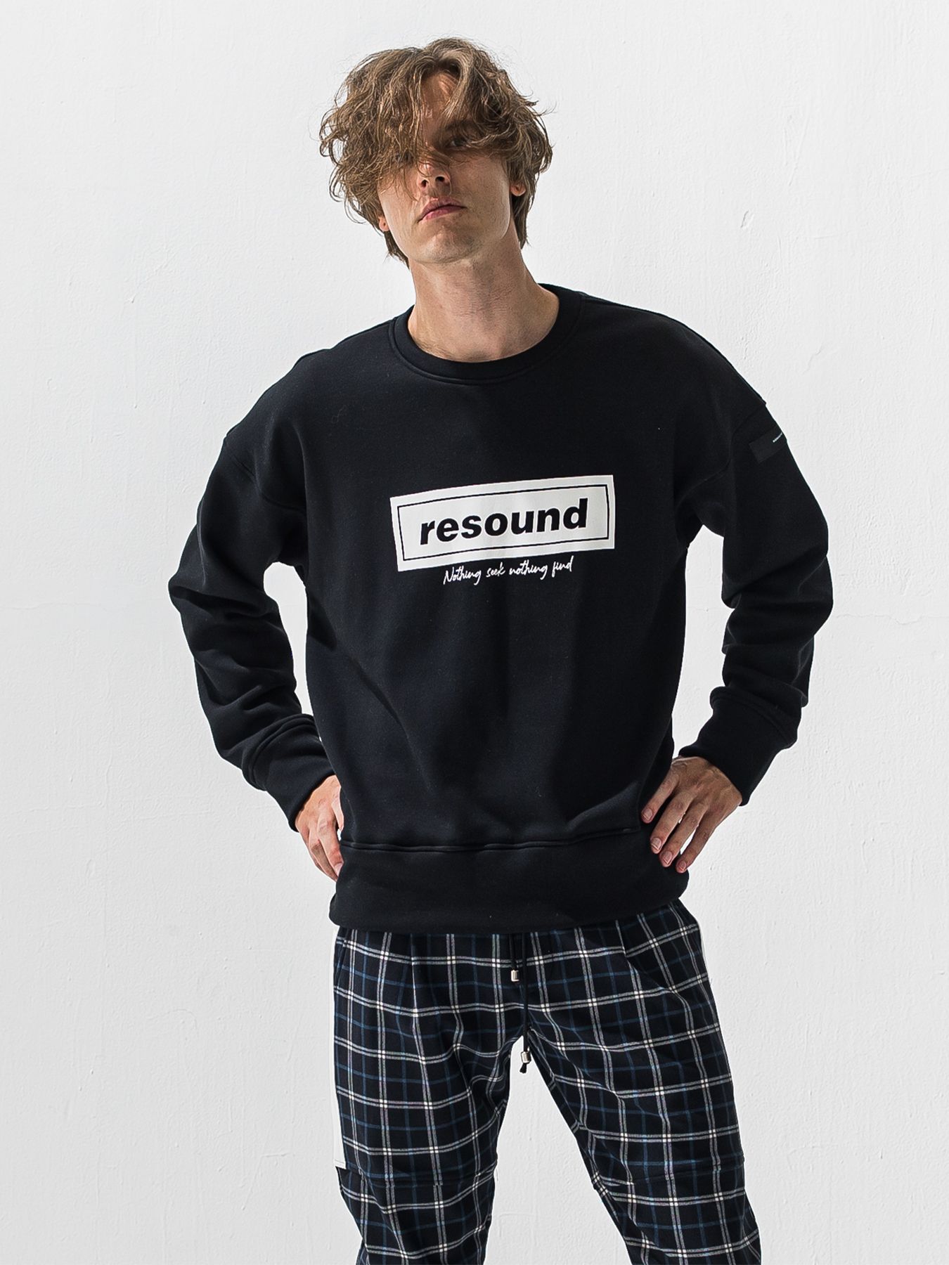 【予約品 9月6日(日) 締切】BOX VELOURS FLEECE DROP TRAINER / ボックスロゴ 裏起毛 ルーズトレーナー / ブラック