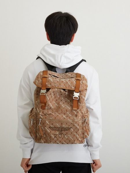 DOUBLE BUCKLE JACQUARD BACKPACK/ リュック / ブラウン