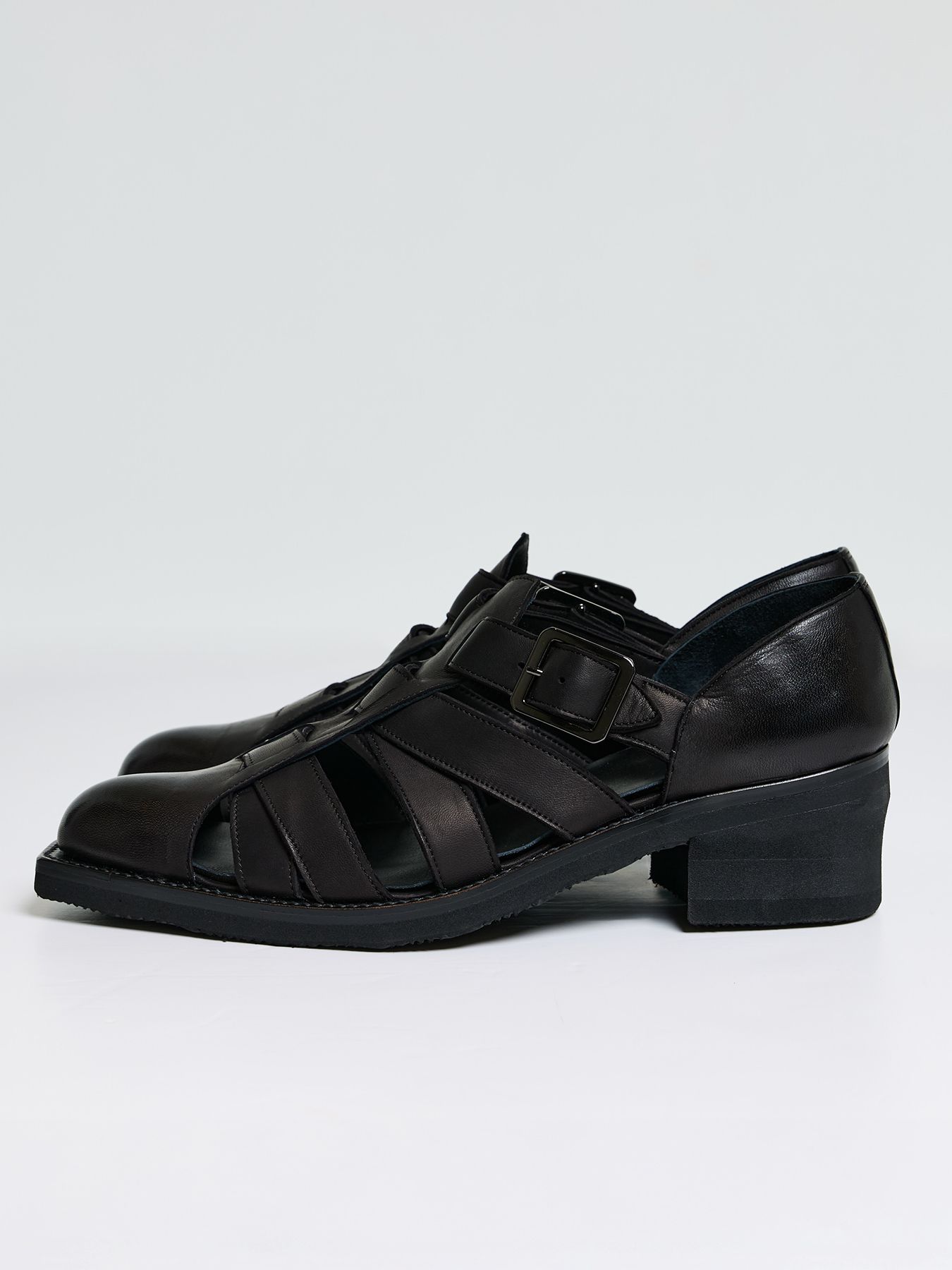 【予約品 4月26日(日) 締切】Eco Horse Hide Gladiator Ankle Boots / エコホースレザー グラディエーター アンクルブーツ / ブラック