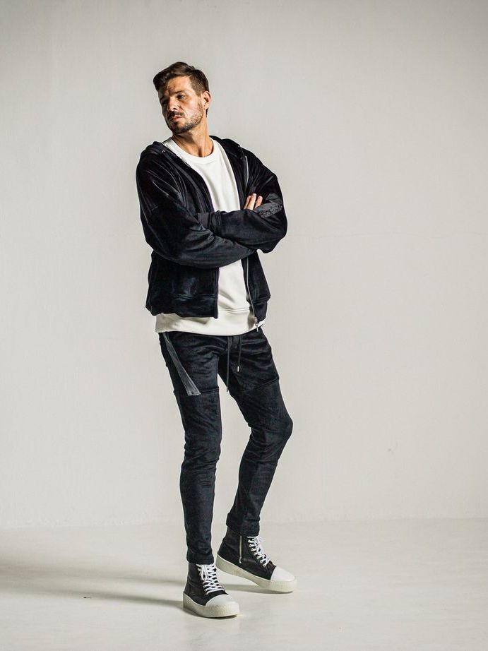 《予約9月1日18時締め》 veloursfleece zip loose hoodie  / パーカー / ブラック