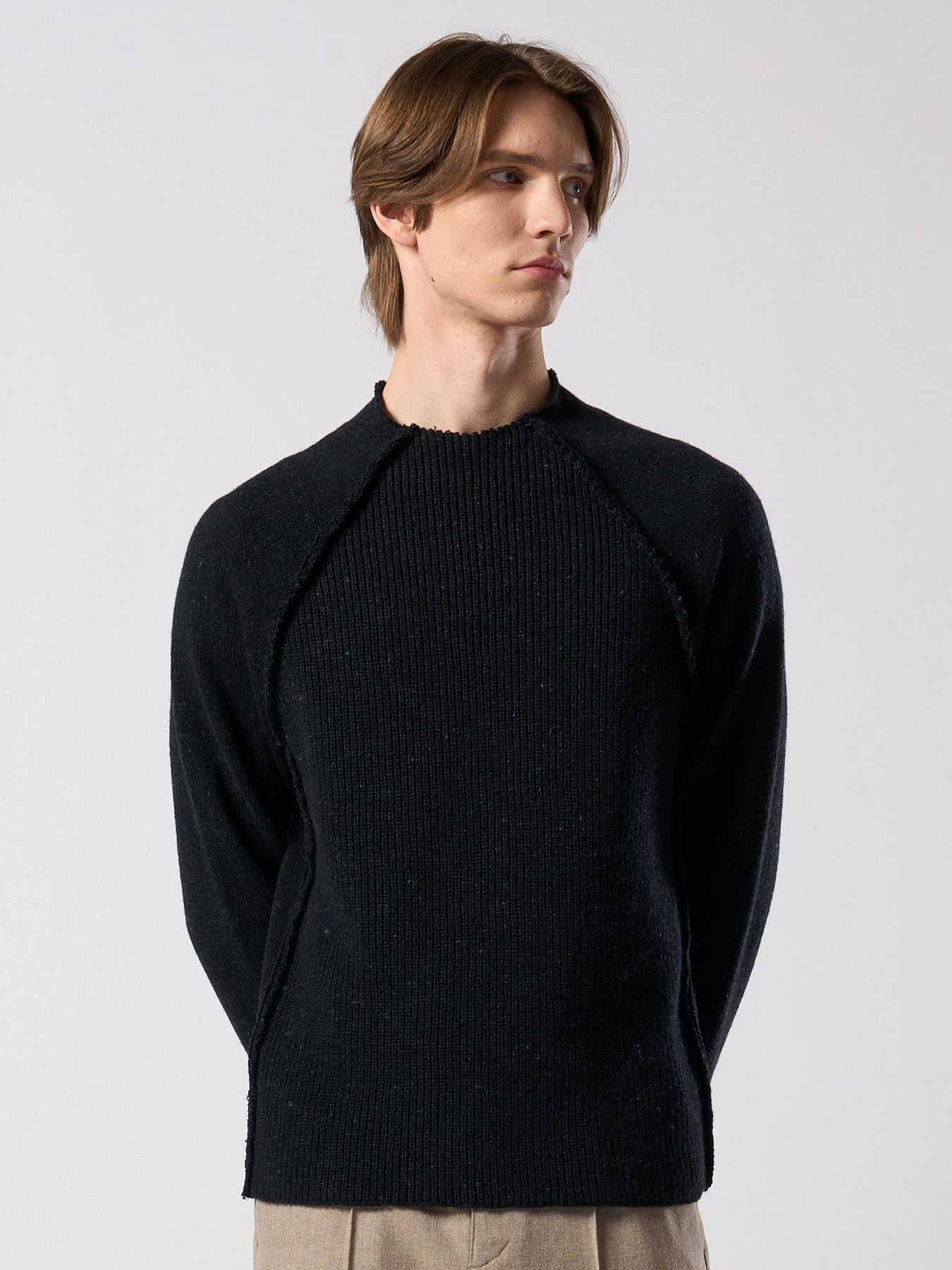 【予約品 4月19日(日) 18時締切】lomond×powder line high-neck knit / ライン ハイネックニット / ブラック