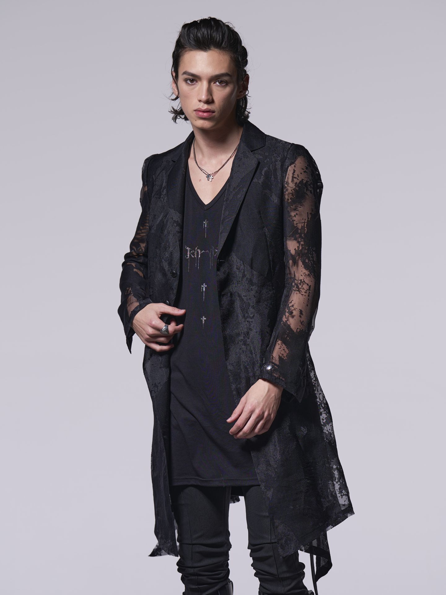 《予約品》  蝶オパール加工FlareJacket / フレアジャケット / ブラック