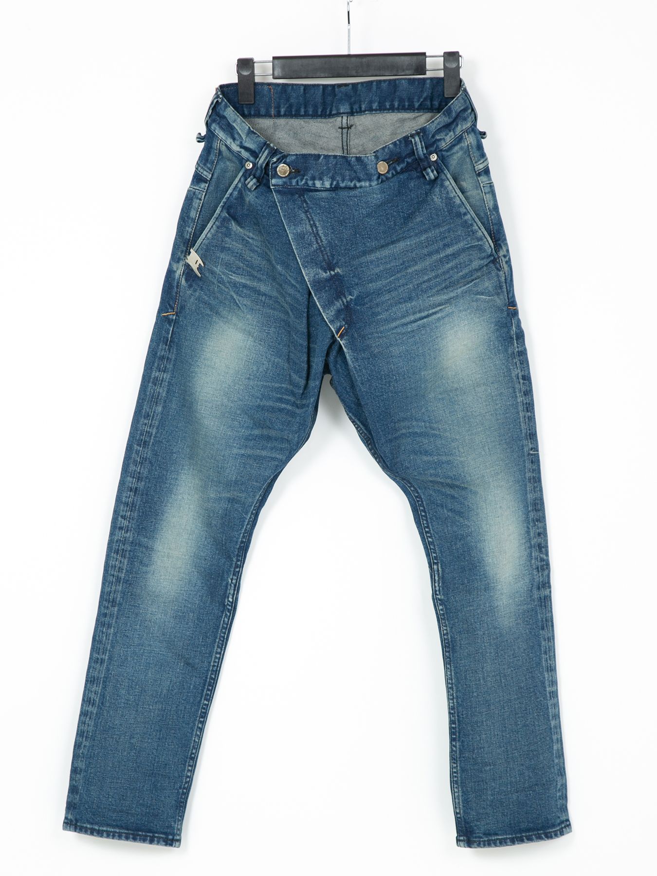 【予約品 10月12日(日) 締切】12.5oz Organic Cotton Stretch Over Lap Tight Straight Jeans / 12.5oz オーガニックコットン ストレッチデニム オーバーラップ タイトストレート / Over Down /インディゴ（ユーズド加工）