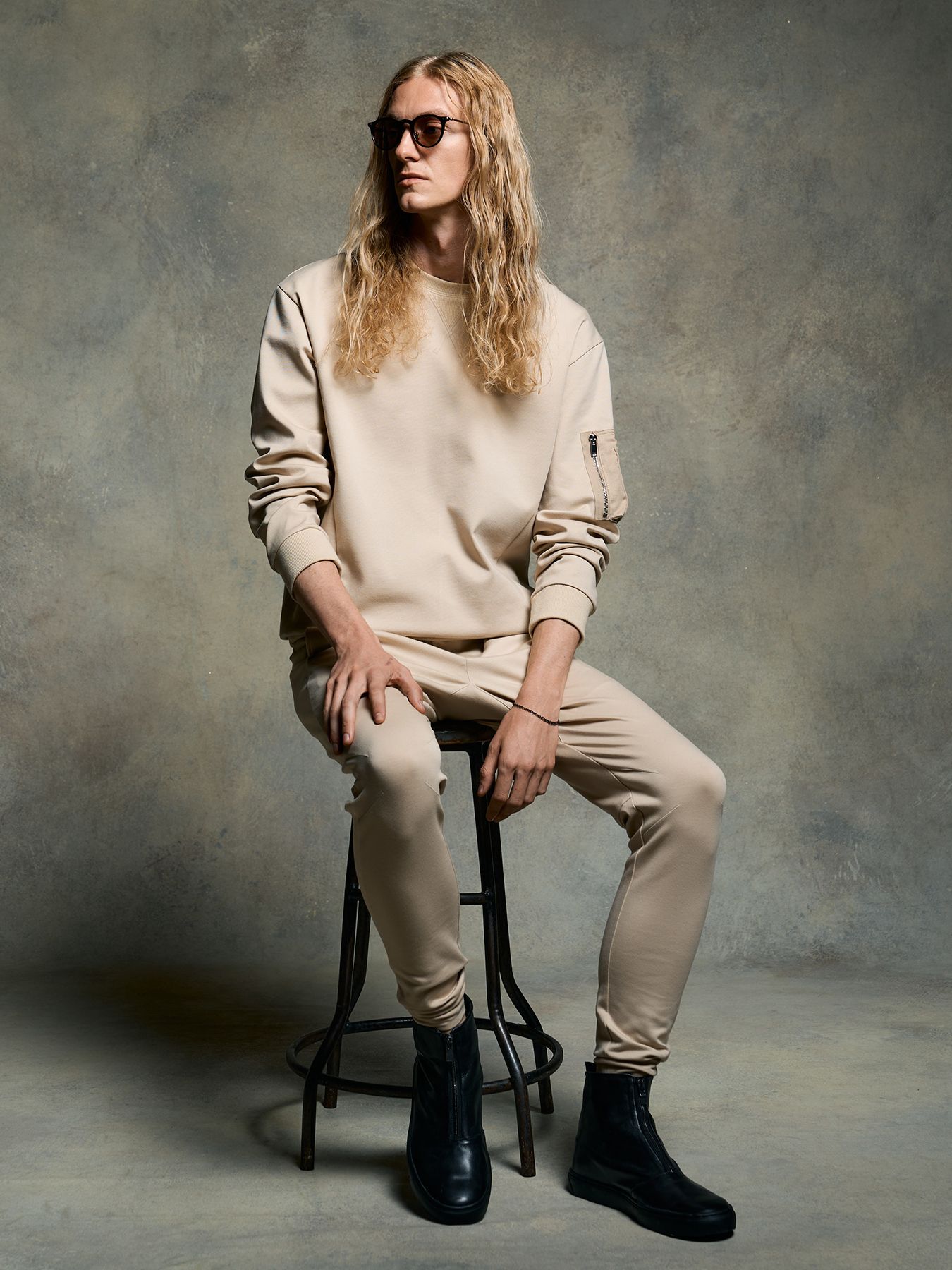 【予約品 9月23日(火) 締切】basic rib sweat pants / ベーシック リブスウェットパンツ / ライトベージュ