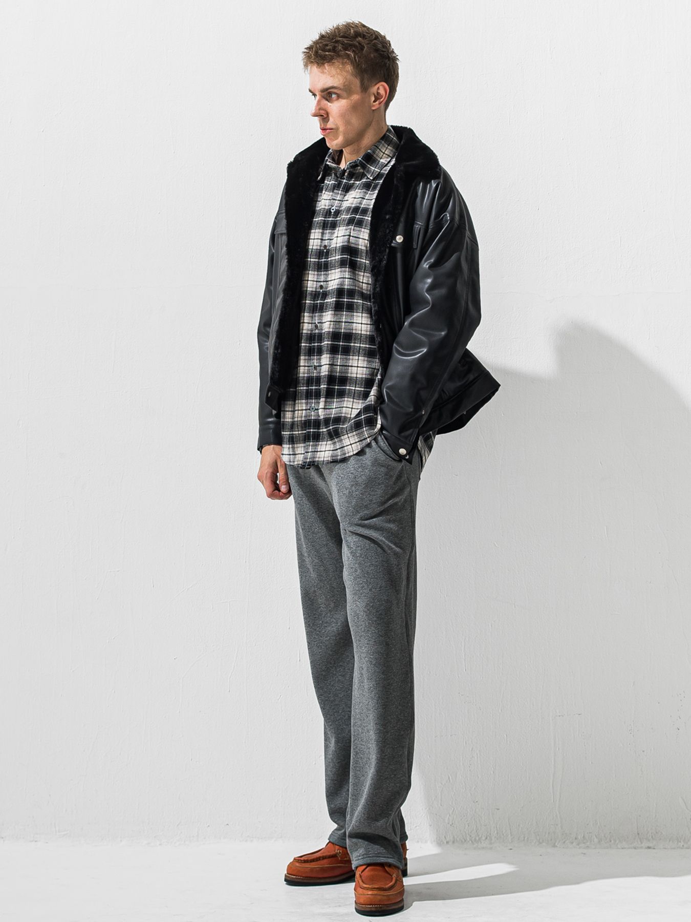 【予約品 9月6日(日) 締切】LEATHER FUR OVER G / レザー ファー オーバー Gジャン / ブラック