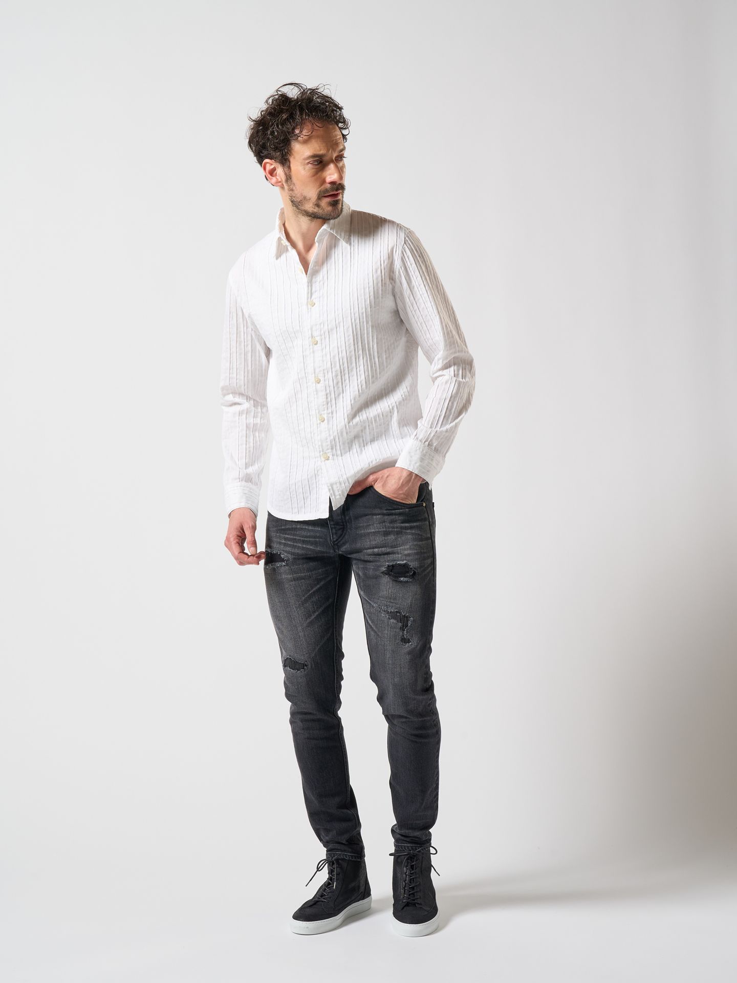 【予約品】 stripe shirt / ストライプシャツ / ホワイト
