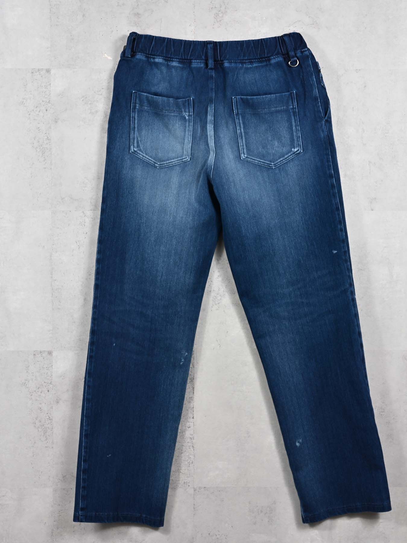 【予約品 11月16日(日) 締切】DENIM JERSEY WIDE PT / デニムジャージ セミワイドシルエット ワンタックイージーパンツ / ダークインディゴ