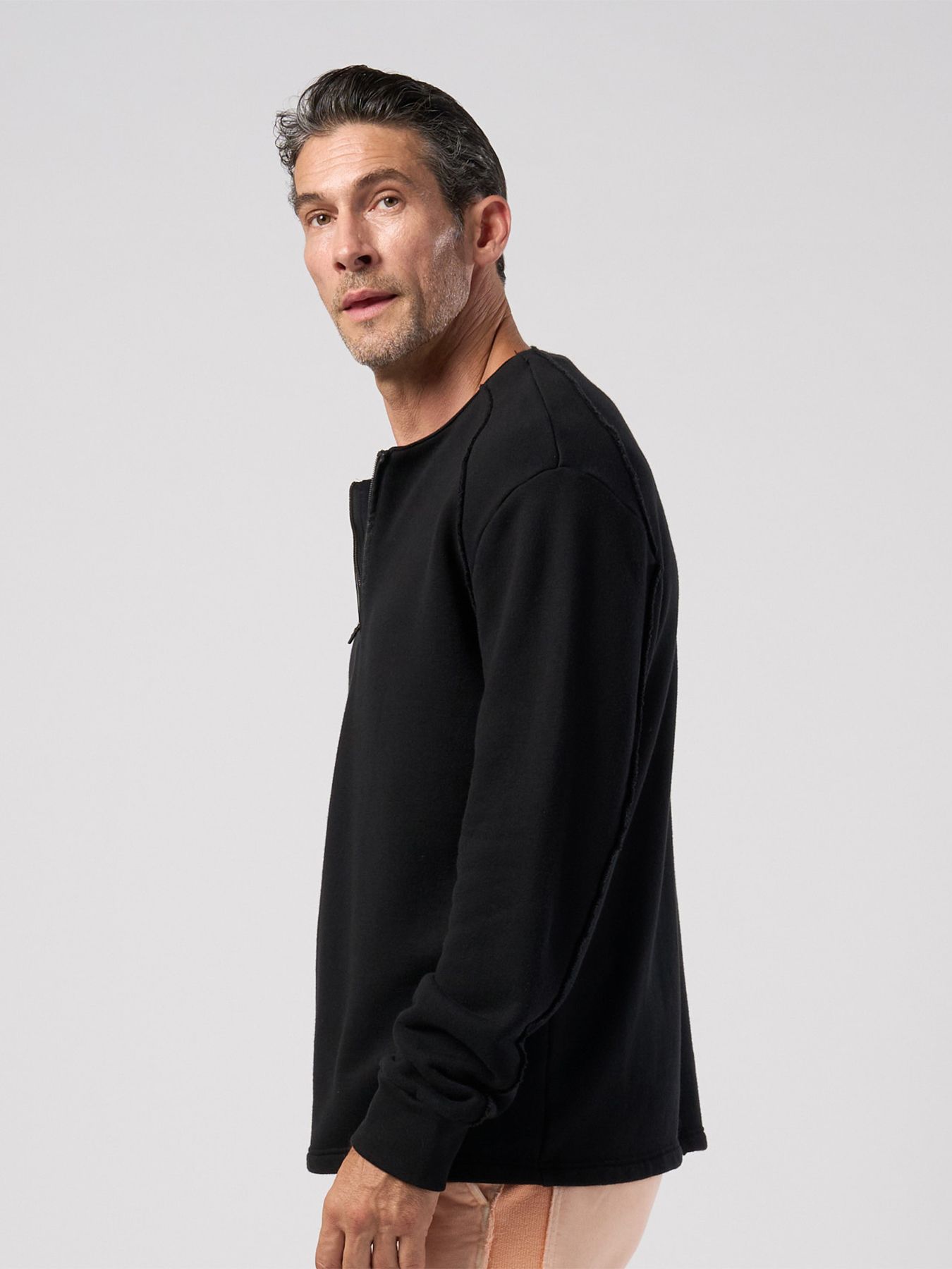 【予約品】soft luxe urake half-zip sweatshirt / プレミアム裏毛 ハーフジップスウェット / ブラック