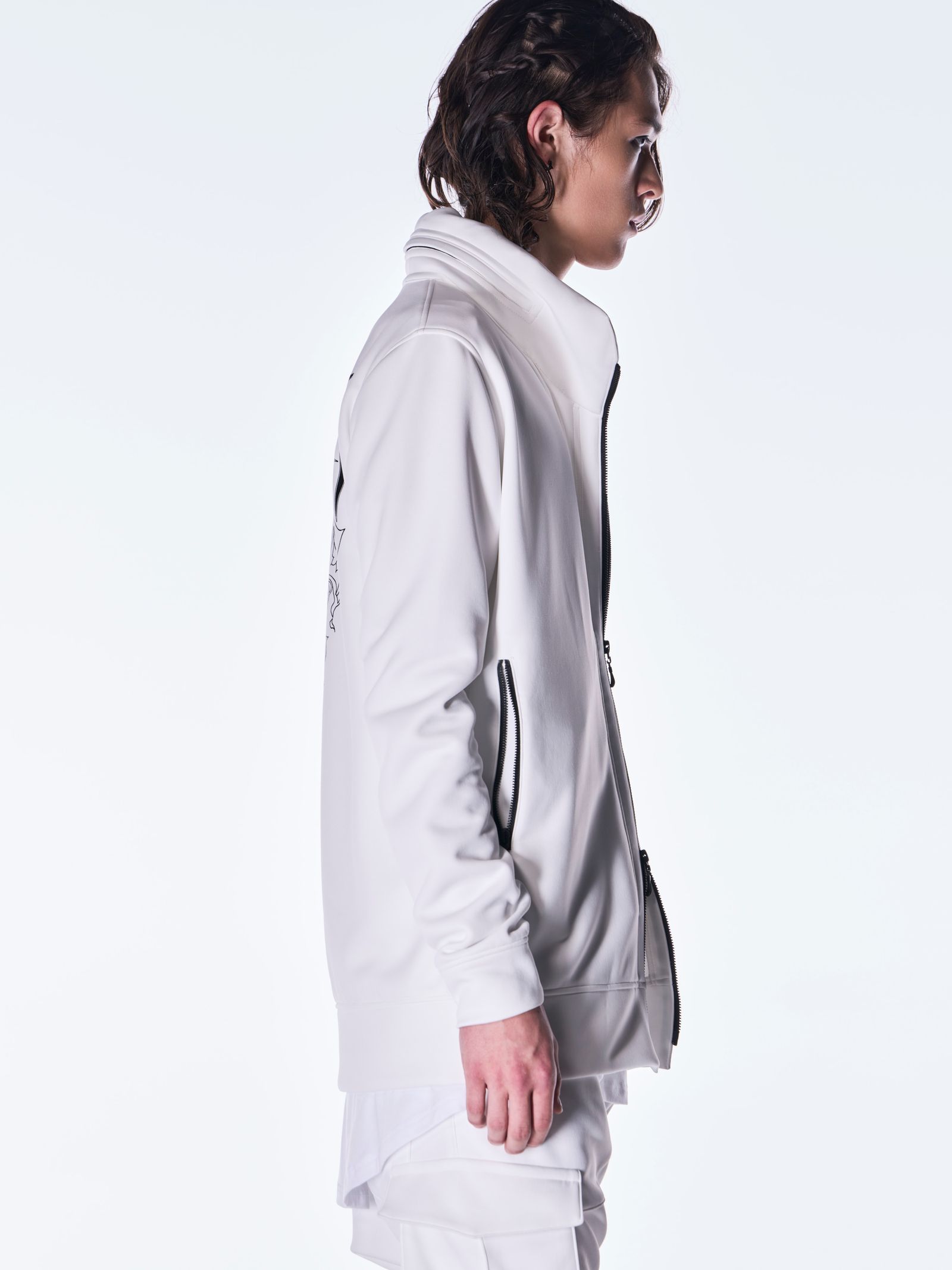 【予約品 6月29日(月) 締切】Double Knit Jersey Stand Collar Blouson / スタンドカラー ブルゾン / ホワイト
