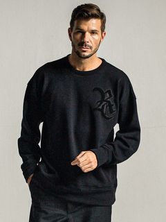 《予約9月1日18時締め》 RC chenille velours fleece drop trainer  / ルーズトレーナー / ブラック