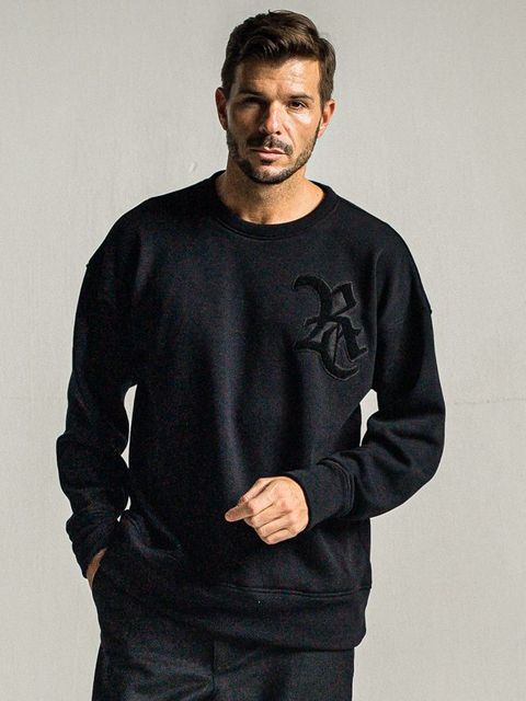 《予約9月1日18時締め》 RC chenille velours fleece drop trainer  / ルーズトレーナー / ブラック