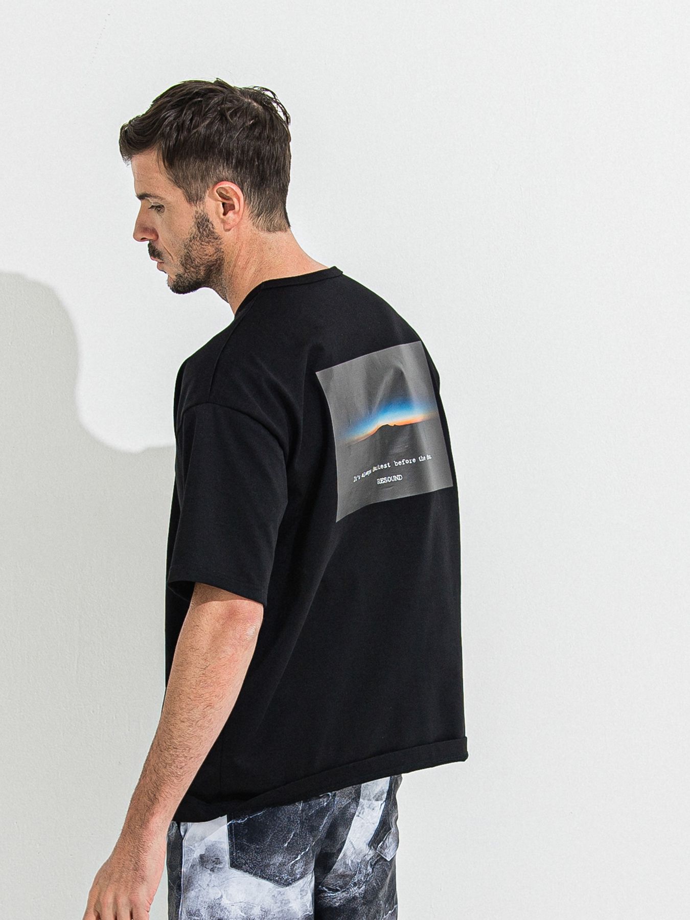 【予約品 】YOAKE PHOTO OVER TEE /  フォトオーバーサイズTシャツ / ブラック