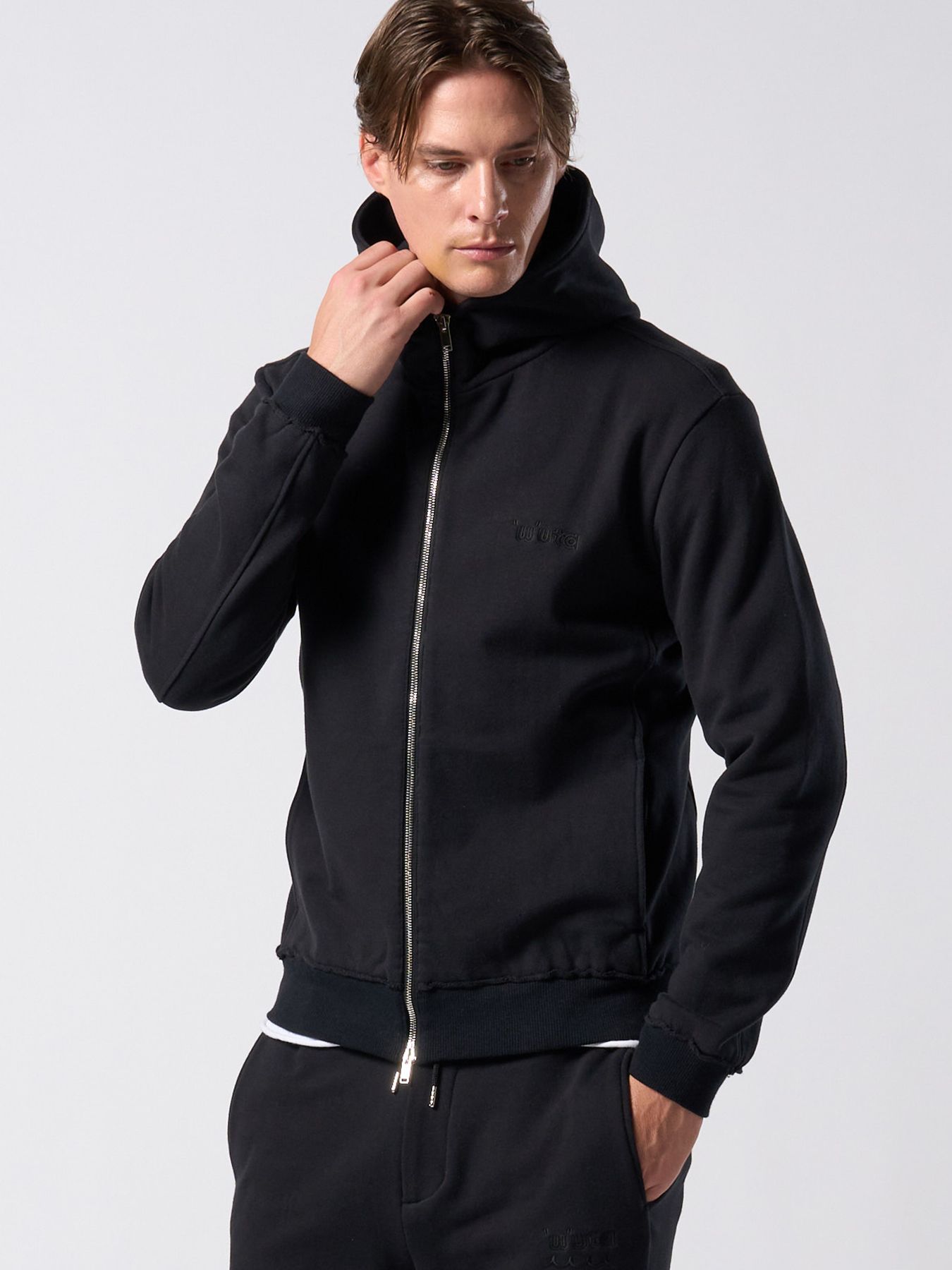 【予約品】muta × wjk collection：super urake zip-up parka / 裏毛ジップアップフーディ / ブラック