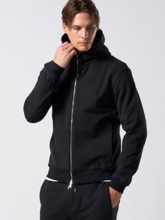 【予約品】muta × wjk collection：super urake zip-up parka / 裏毛ジップアップフーディ / ブラック