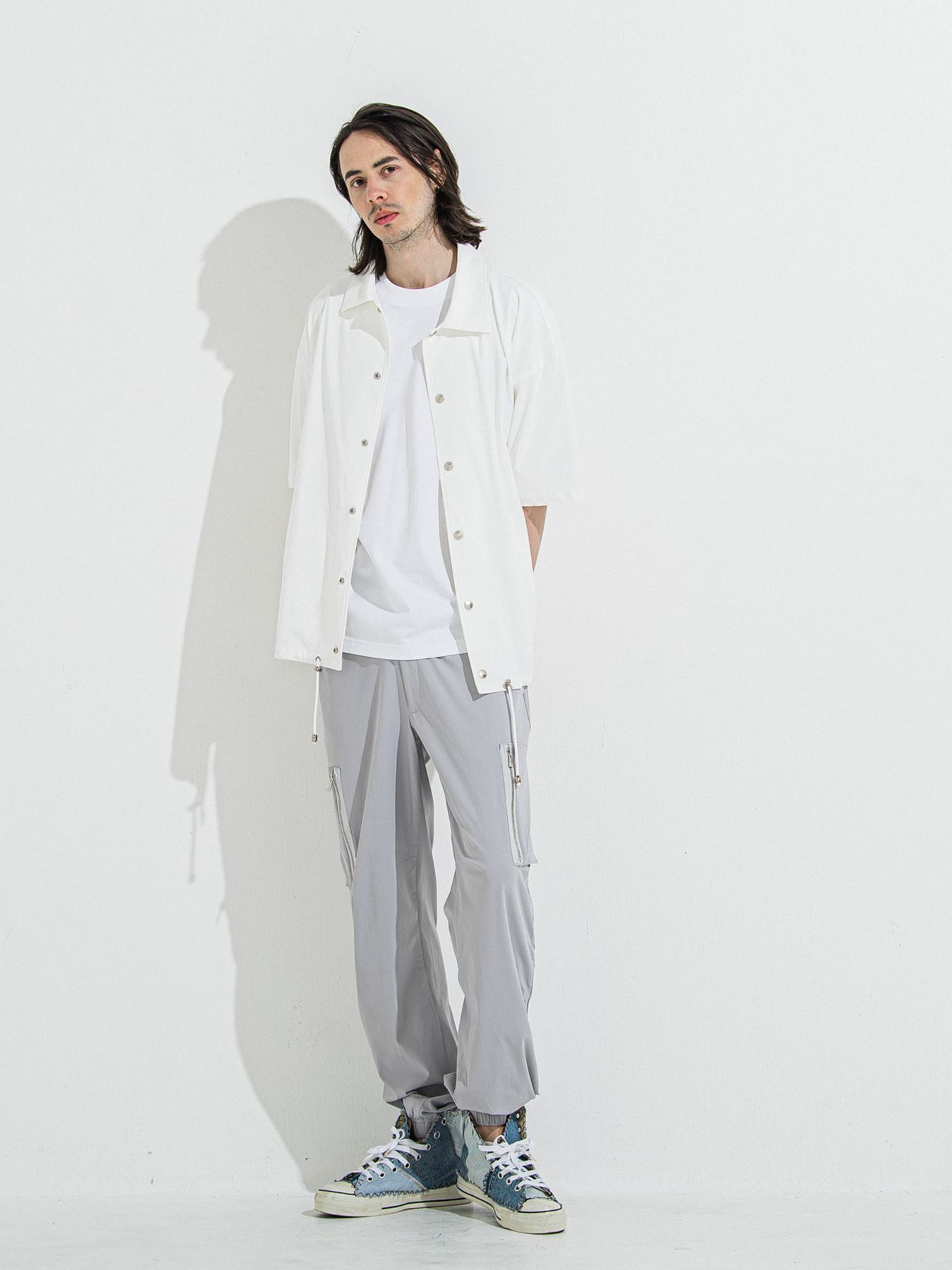 【予約品 】NYLON HALF COACH JACKET / ナイロンハーフコーチジャケット / ホワイト