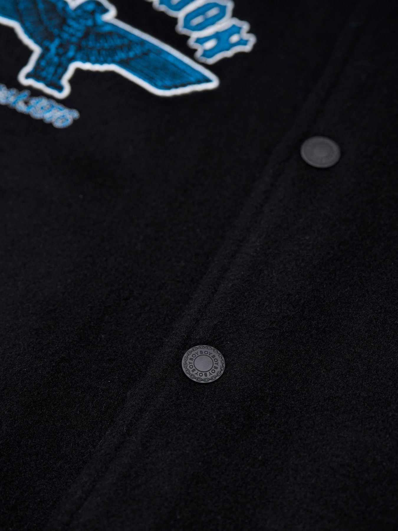 ”Love never ends" BOY LOGO STADIUM JUMPER / スタジャン / ブラック