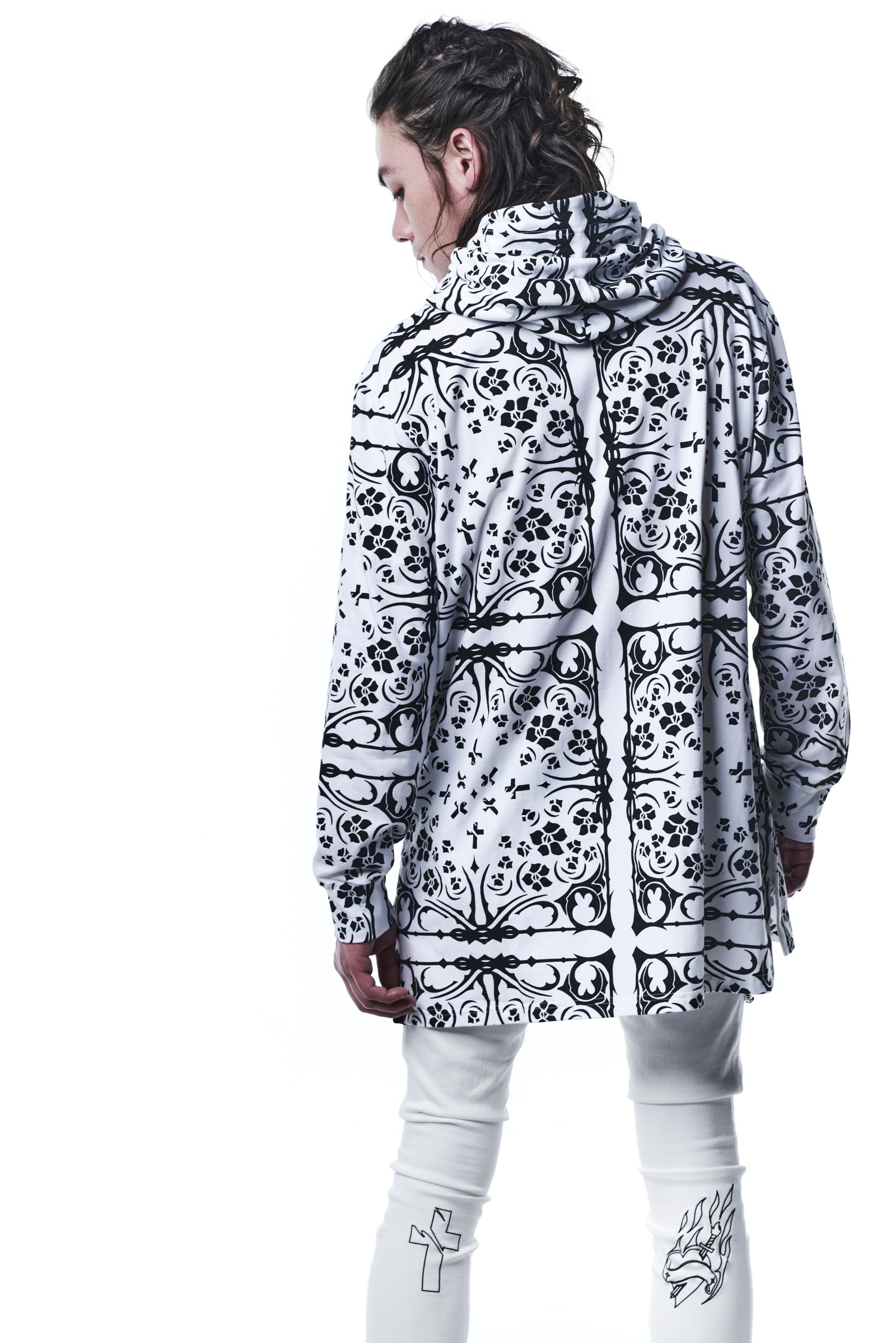 《予約品》 Hoodie パーカー BANDANA BEATENJIKU / White×Black 【kiryuyrik】 9月入荷予定
