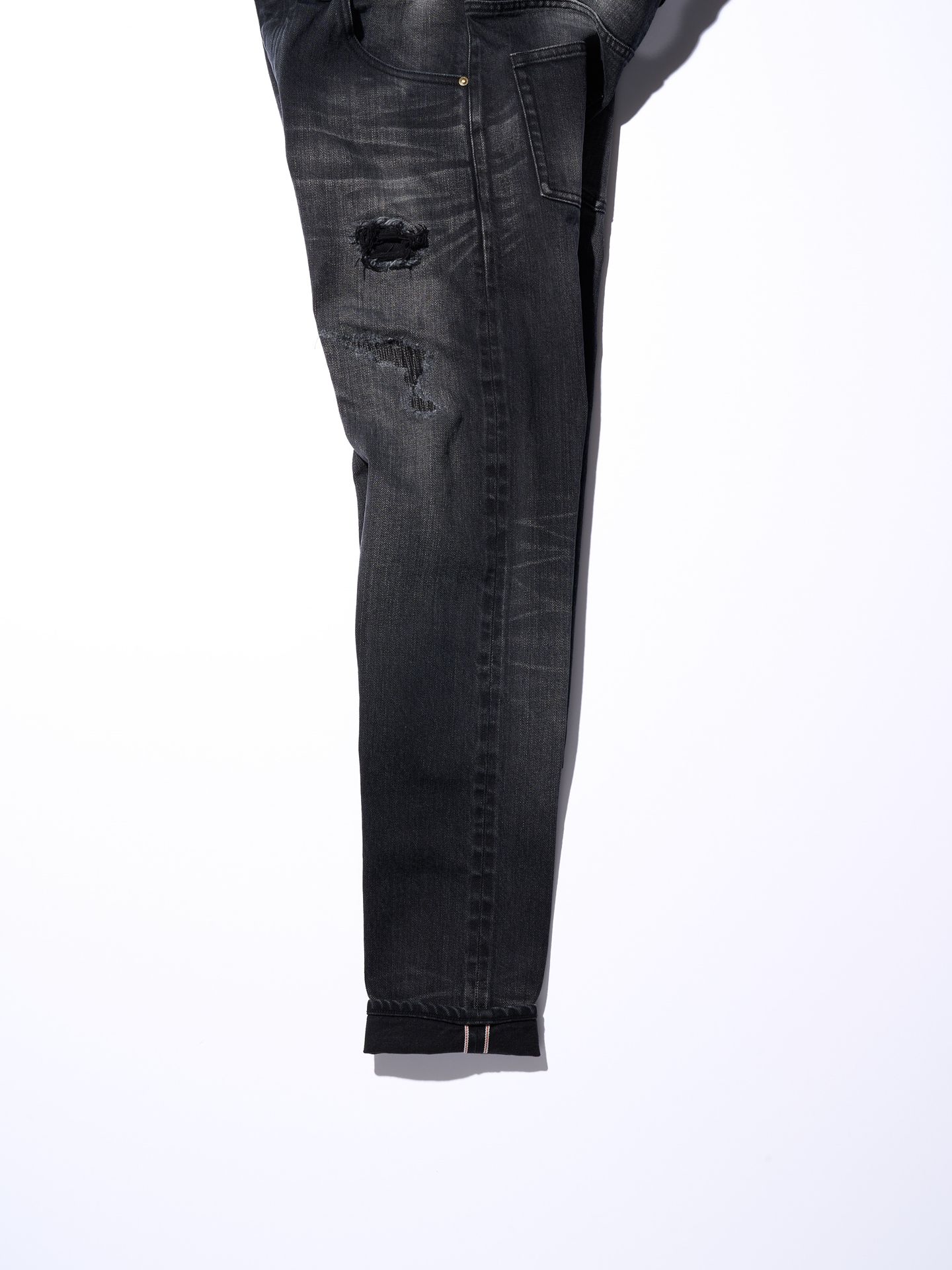 【予約品】 tight straight selvedge denim(used) / タイトストレートデニム / usedブラック