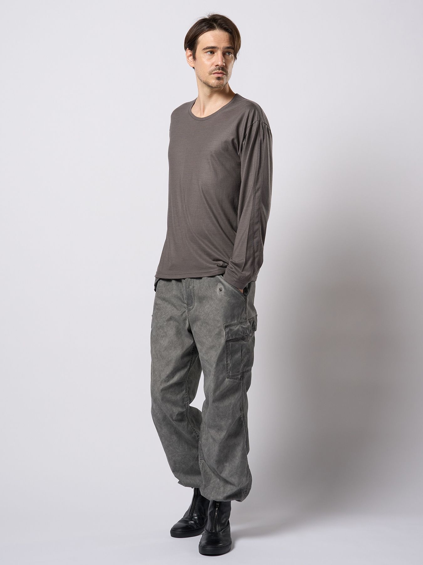【予約品 9月23日(火) 締切】ex.comfy wool L/S / エクスコンフィーウール ロングスリーブ / スチールグレー