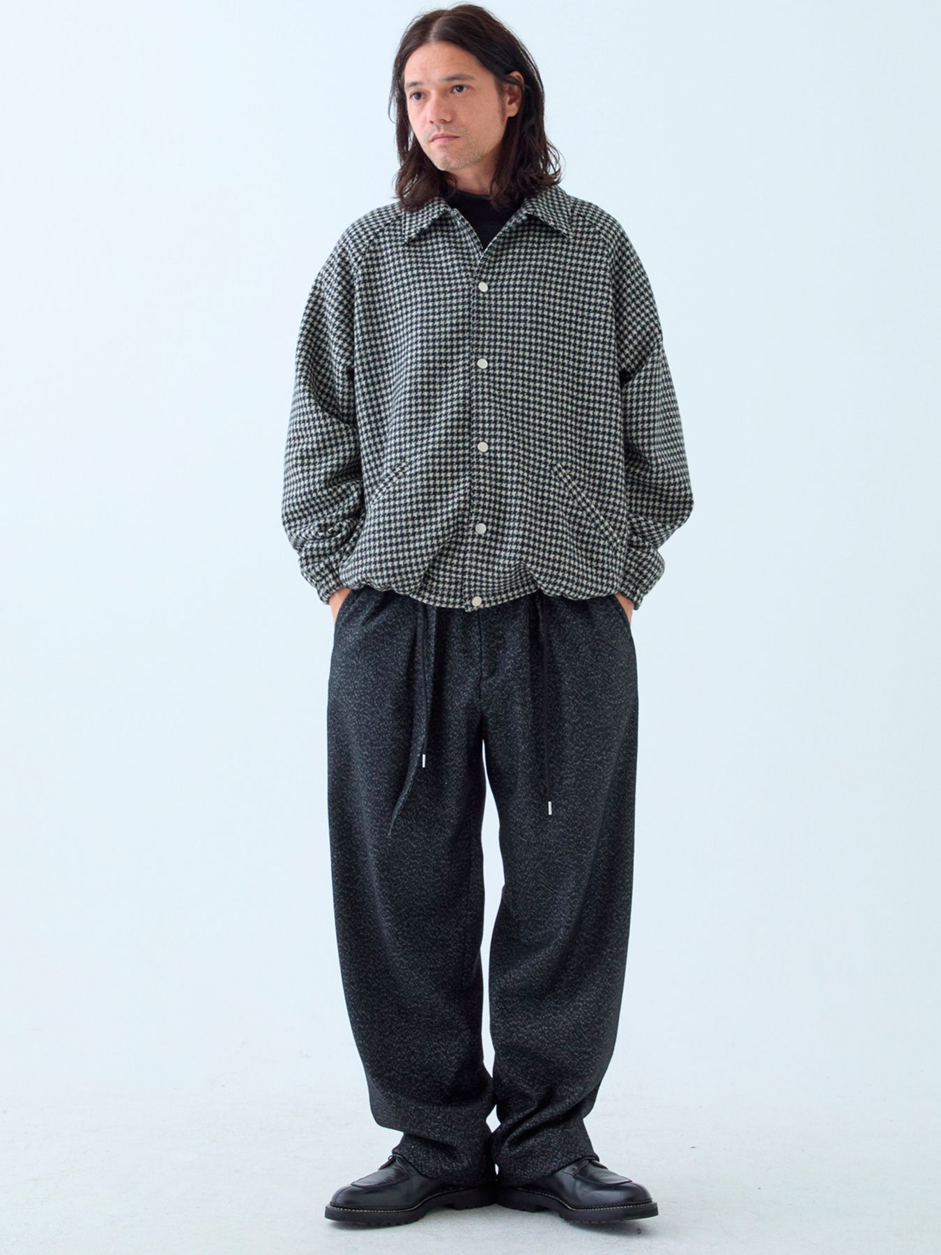【予約品 】Houndcoach / ウール コーチジャケット / ホワイト×ブラック千鳥