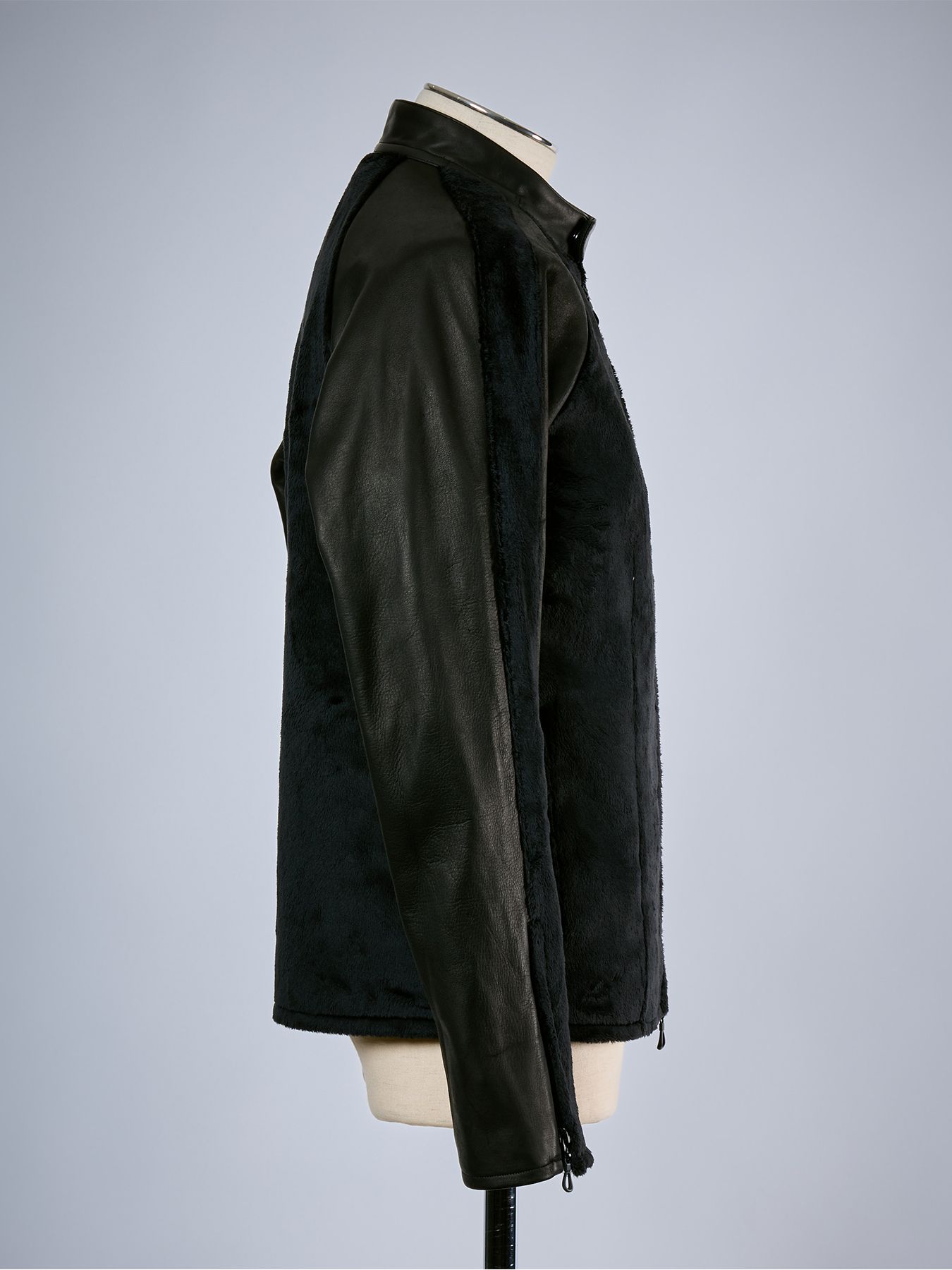 【予約品 10月26日(月) 締切】Fur & Eco Horse Leather Raglan Blouson / ファー&エコホースレザー ラグランブルゾン / ブラック