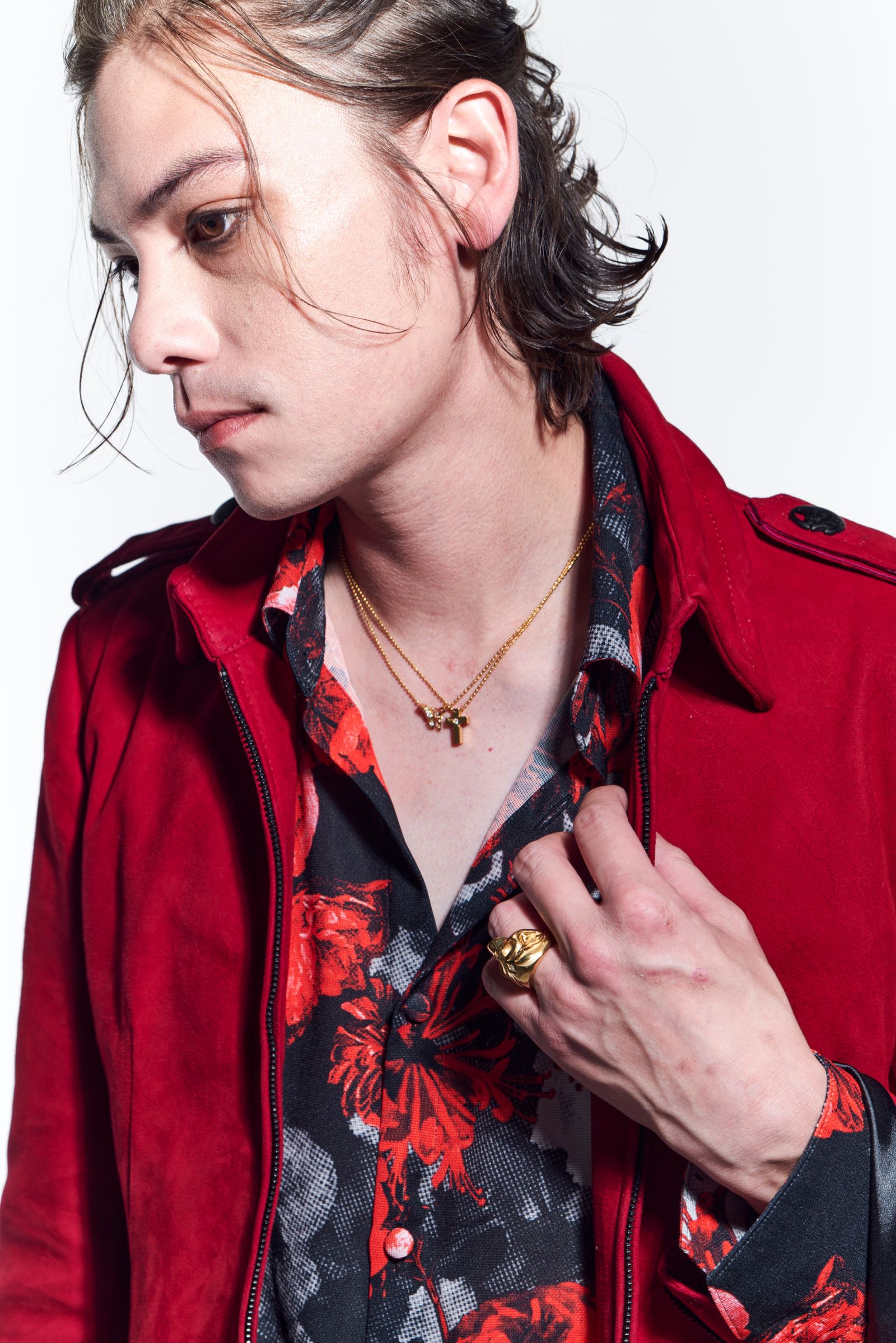 《予約品》 HighCollarShortBlouson ブルゾン CalfLeather / Red 【kiryuyrik】 1月入荷予定