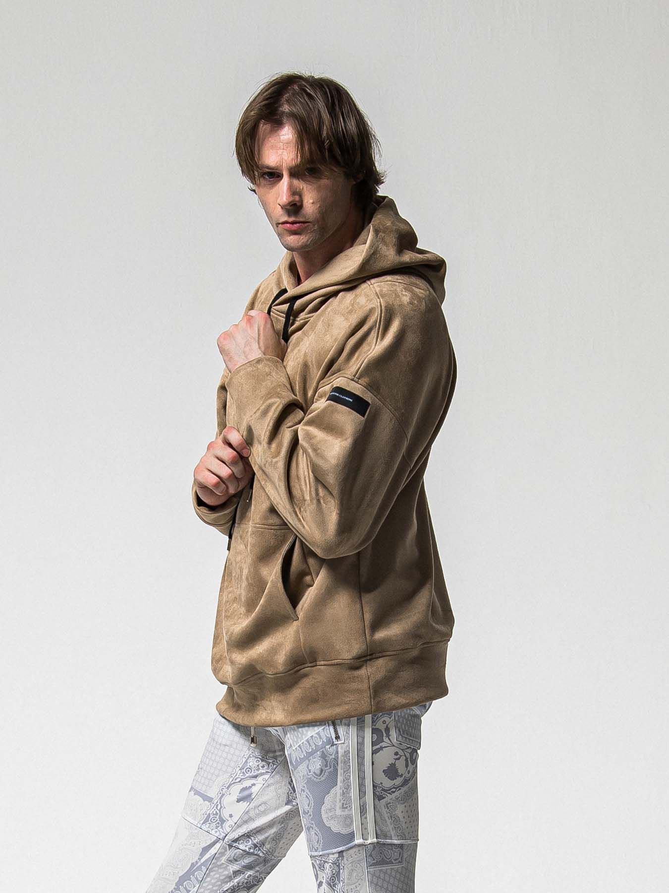 【予約品 8月31日(日) 締切】SUEDE LOOSE HOODIE / スウェード ルーズフーディ / ブラウン